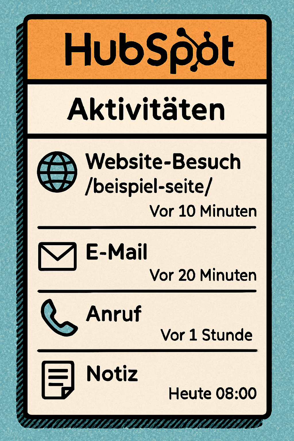 comicbook Erstelle mir eine Grafik die wir als HubSpotBackend bei Kontakten aussieht Ich meine damit die Aktivitten Hier sollte der Besuch einer Websi-3